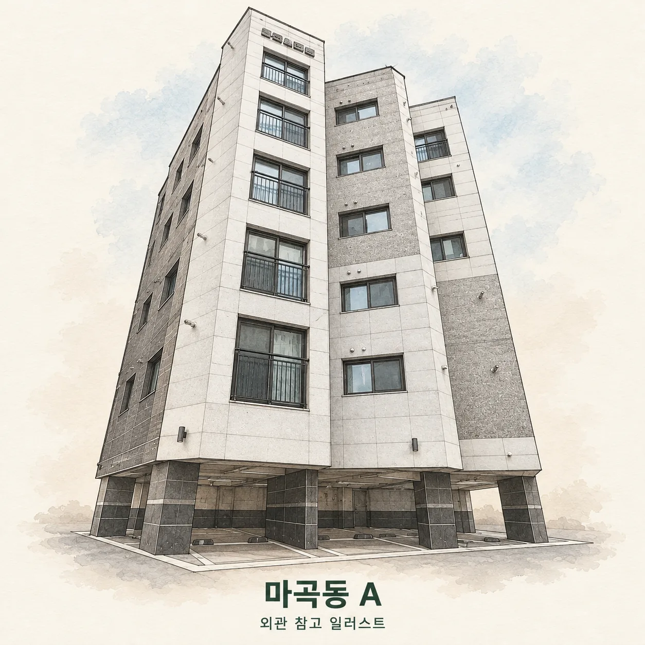 마곡동 A 관리 현장 외관 참고 AI 일러스트