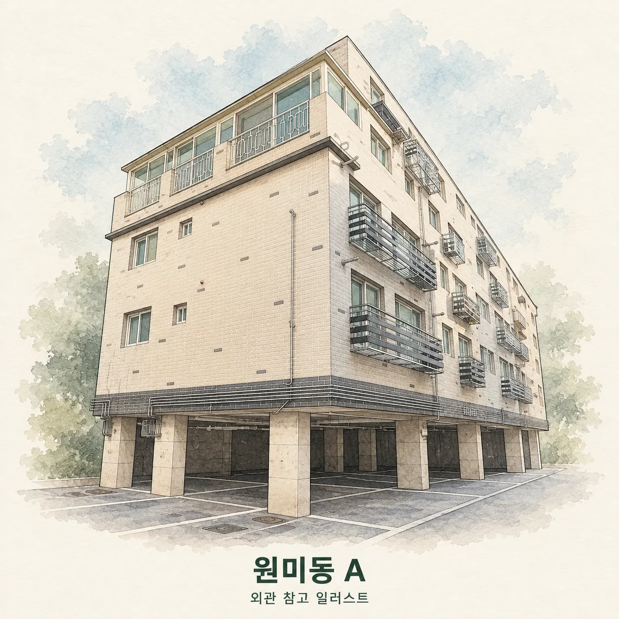 원미동 A 관리 현장 외관 참고 AI 일러스트