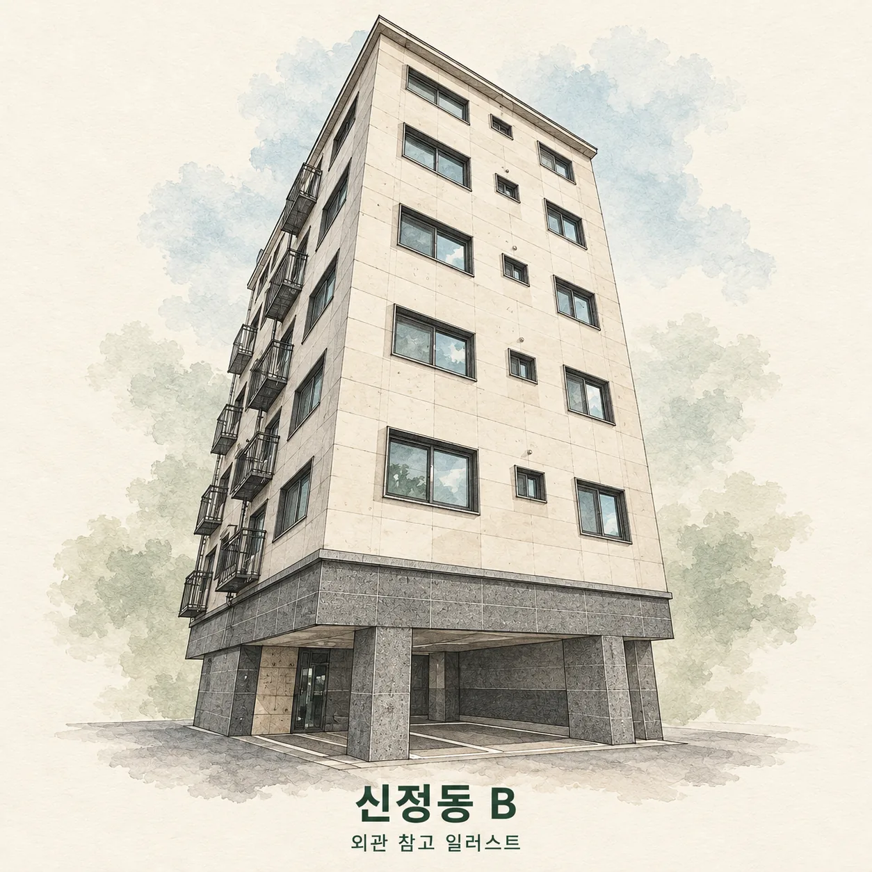 신정동 B 관리 현장 외관 참고 AI 일러스트