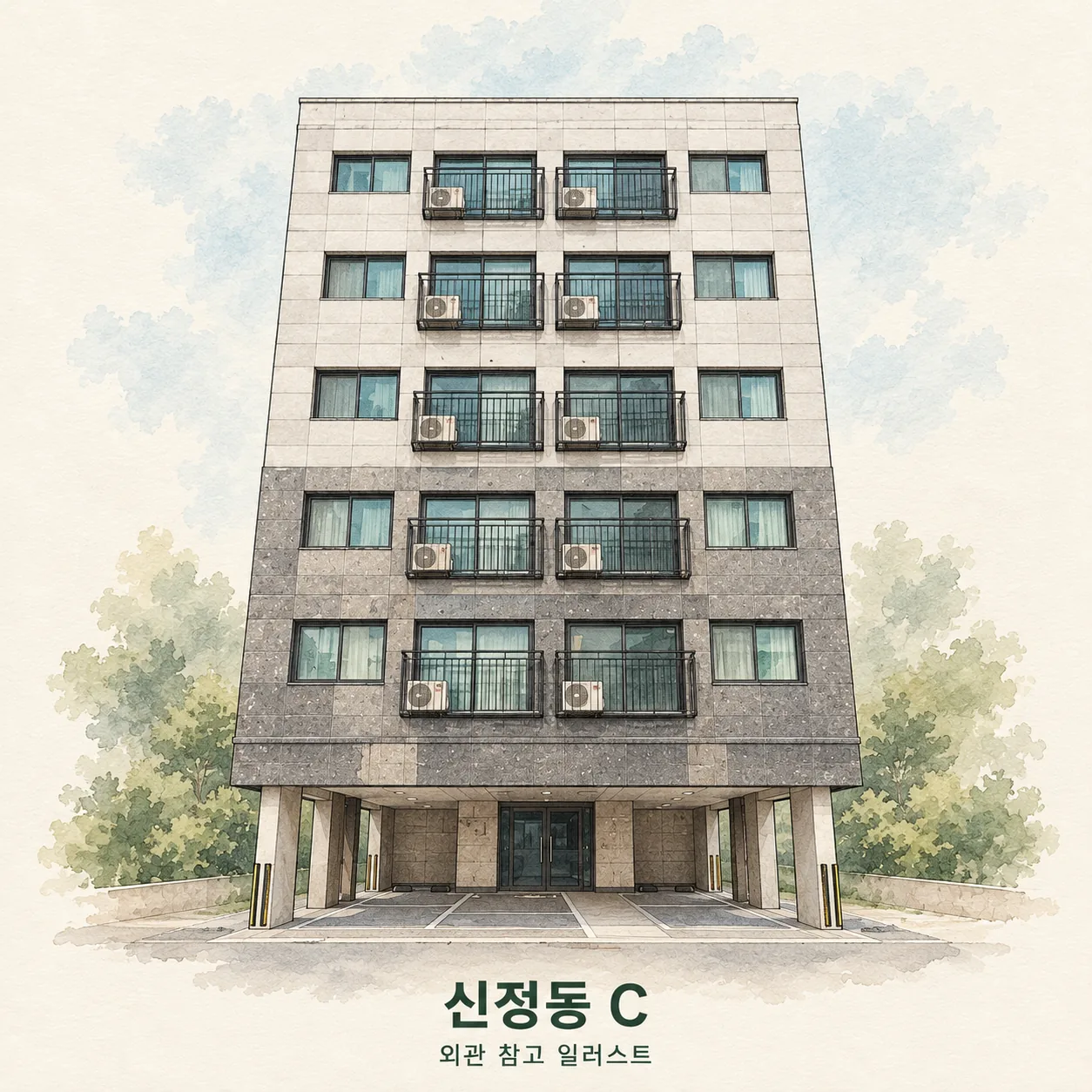 신정동 C 관리 현장 외관 참고 AI 일러스트