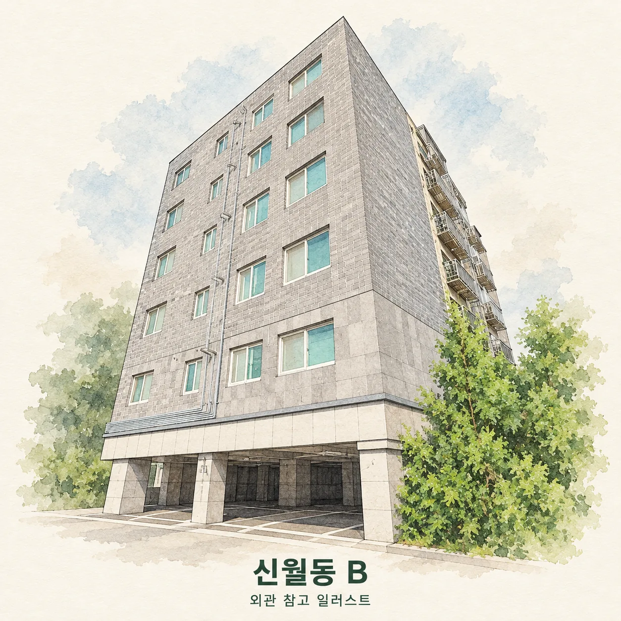 신월동 B 관리 현장 외관 참고 AI 일러스트