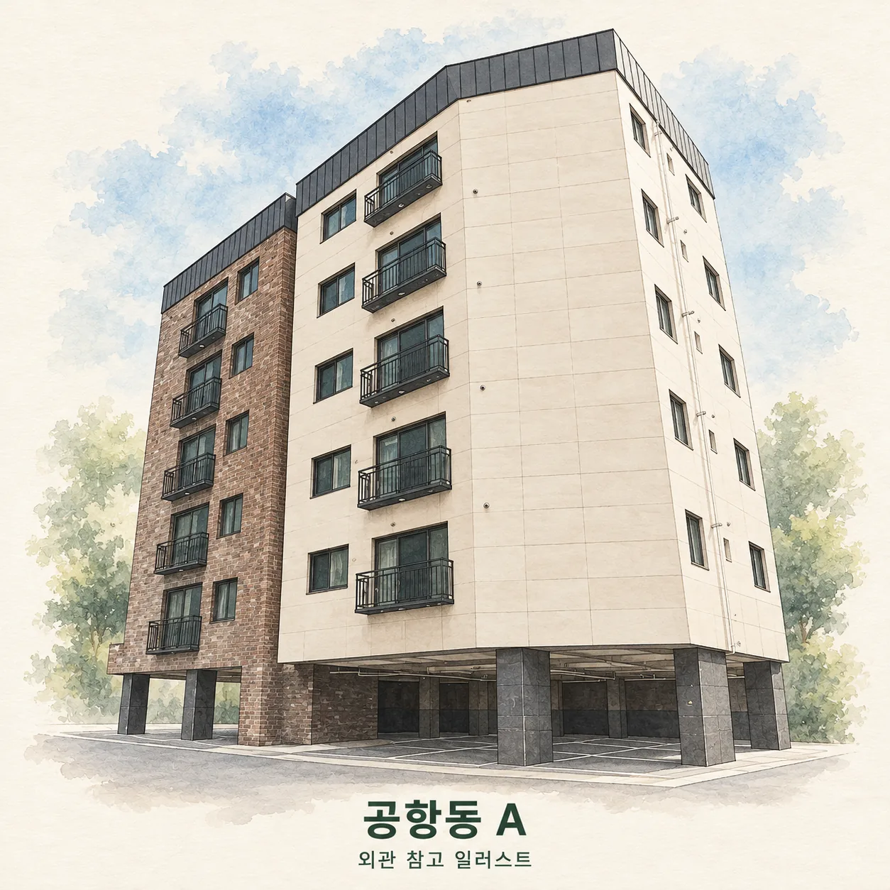 공항동 A 관리 현장 외관 참고 AI 일러스트
